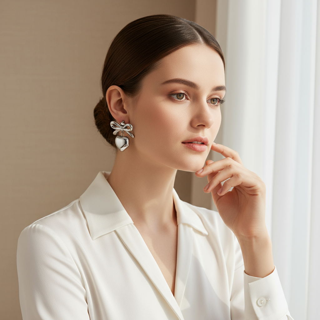 Cupid's Knot Earrings - Silver_ChicaChica