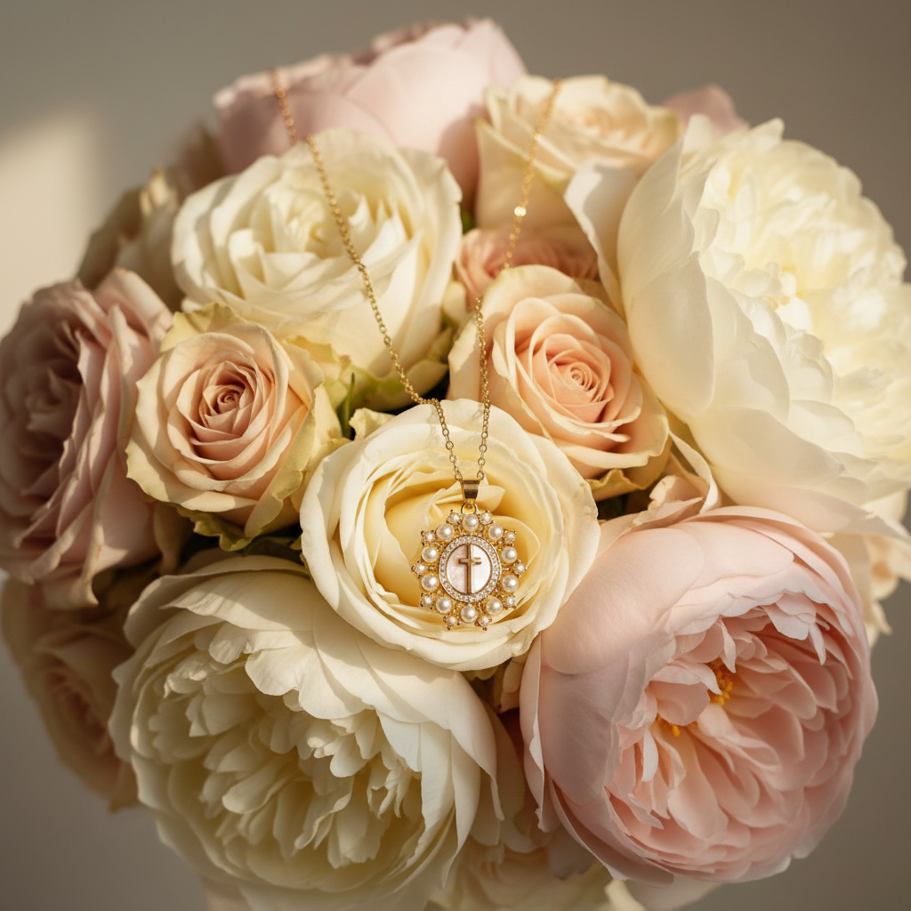 Divine Pearl Cross Necklace_ChicaChica