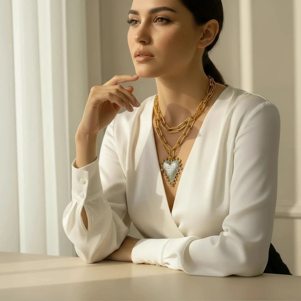 Radiant Heart Necklace_ChicaChica_Silver Glow