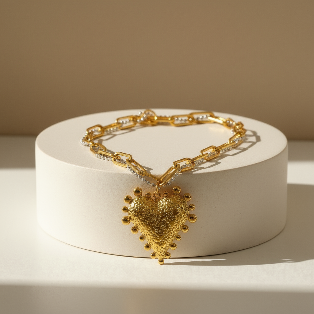Radiant Heart Necklace in Golden Glow_ChicaChica