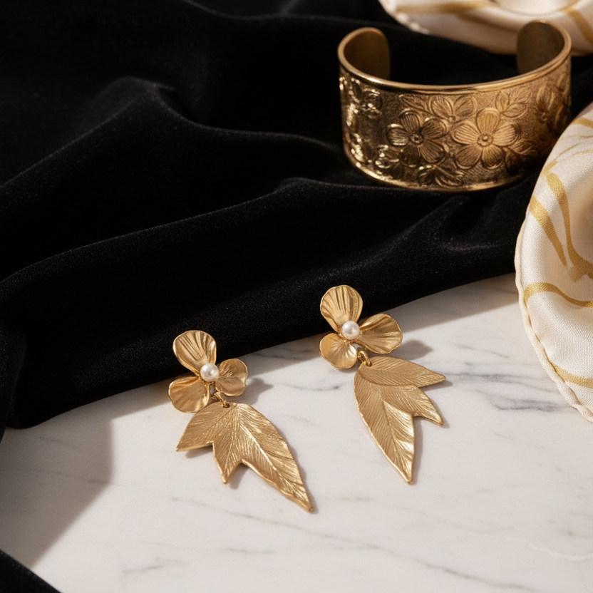 Golden Gingko Fleur Earrings
