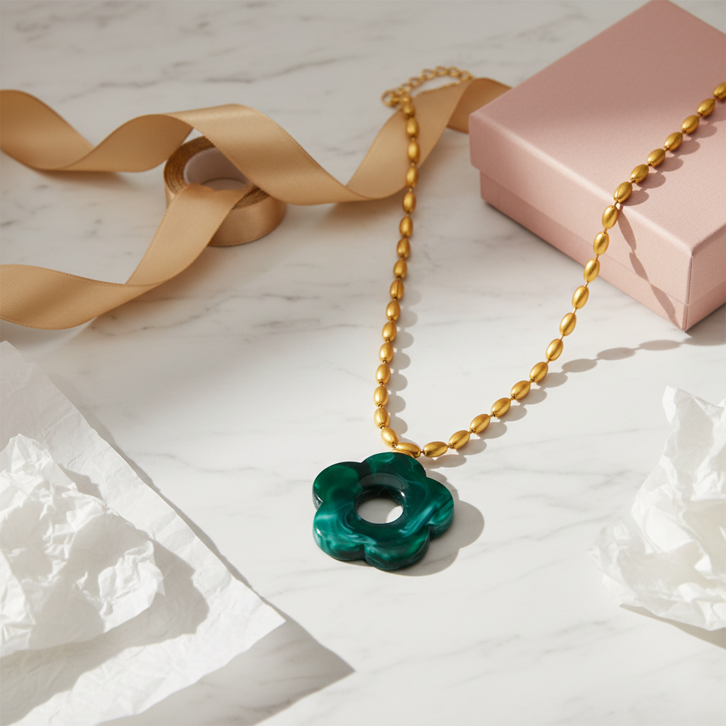 Forest Bloom Deep Green Necklace