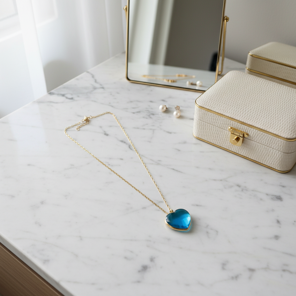 Amoré Turquoise Murano Heart Necklace_ChicaChica