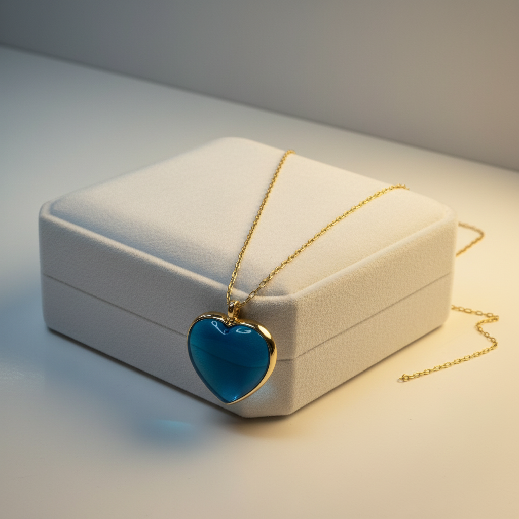 Amoré Turquoise Murano Heart Necklace_ChicaChica