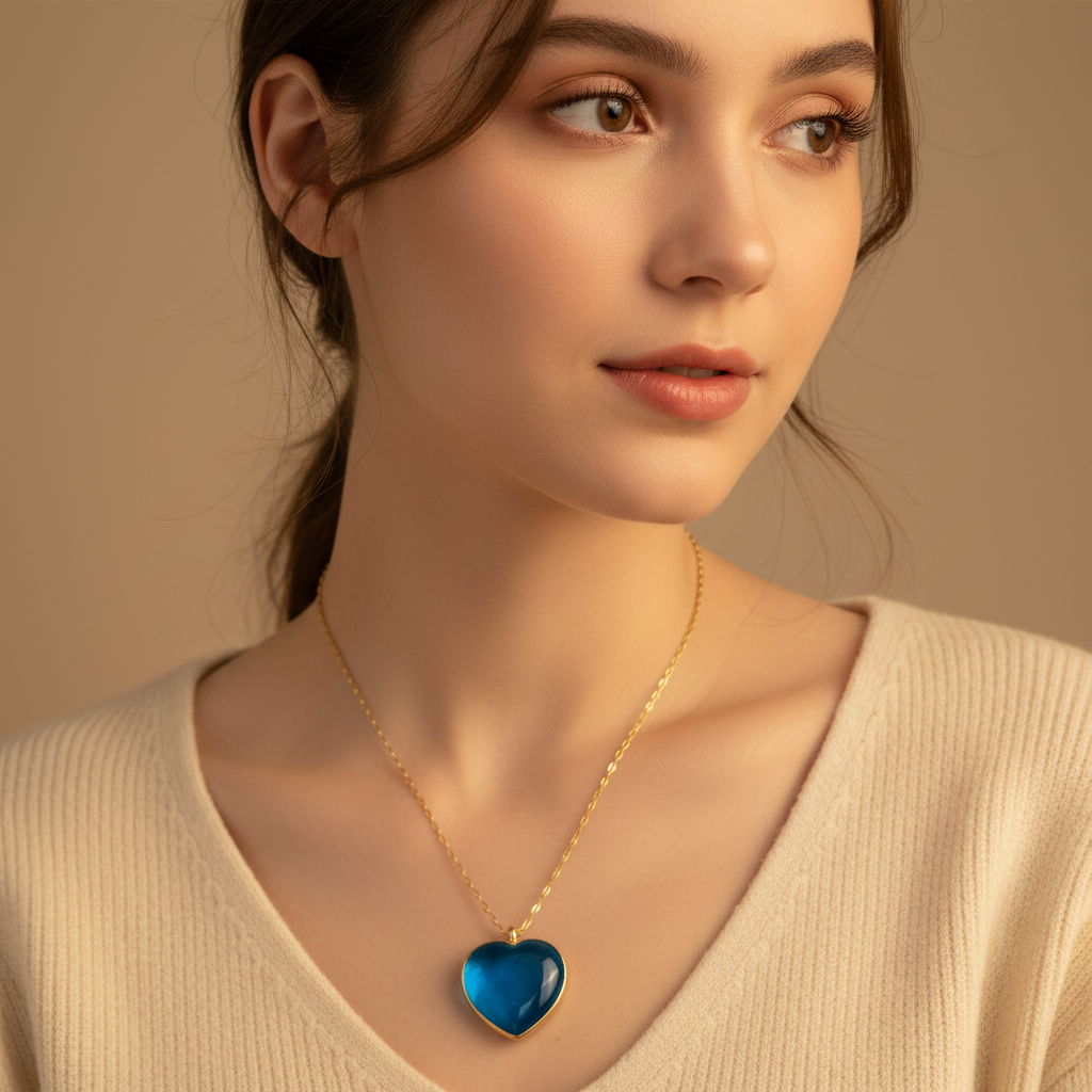 Amoré Turquoise Murano Heart Necklace_ChicaChica