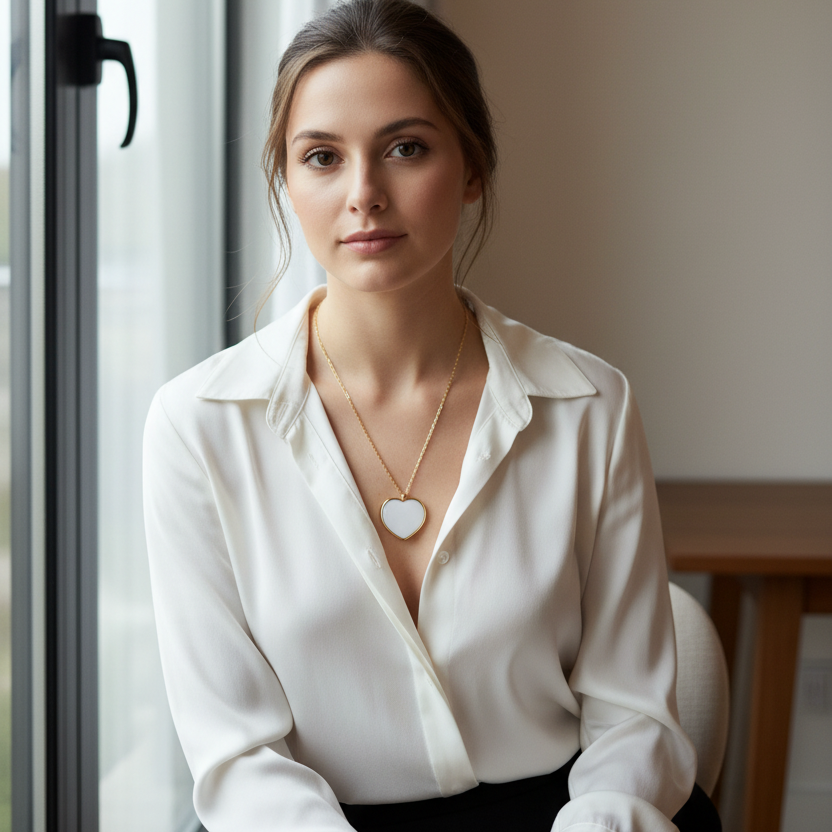 Amore Bianca Heart Necklace_ChicaChica