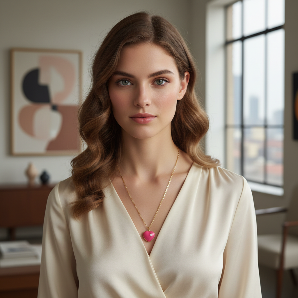 Amore Fuchsia Glow Heart Necklace_ChicaChica