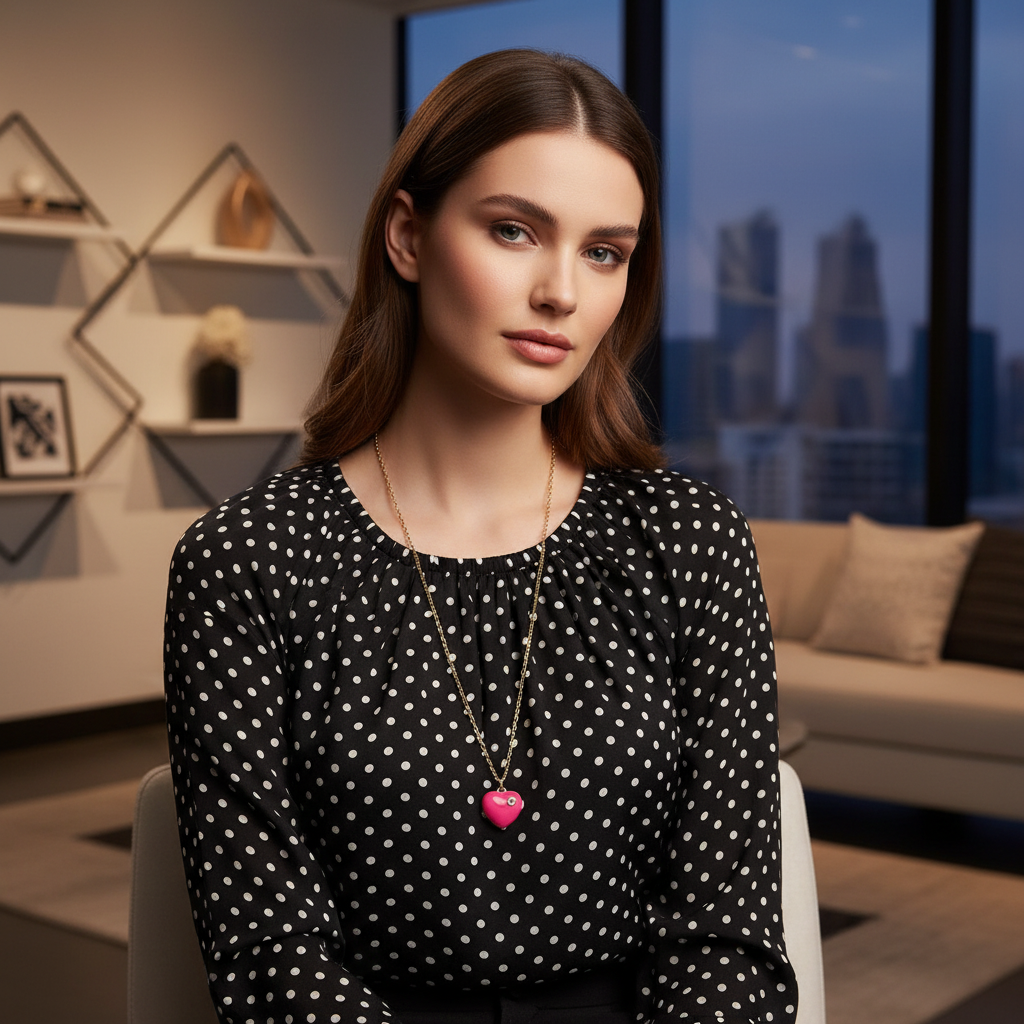 Amore Fuchsia Heart Necklace_ChicaChica