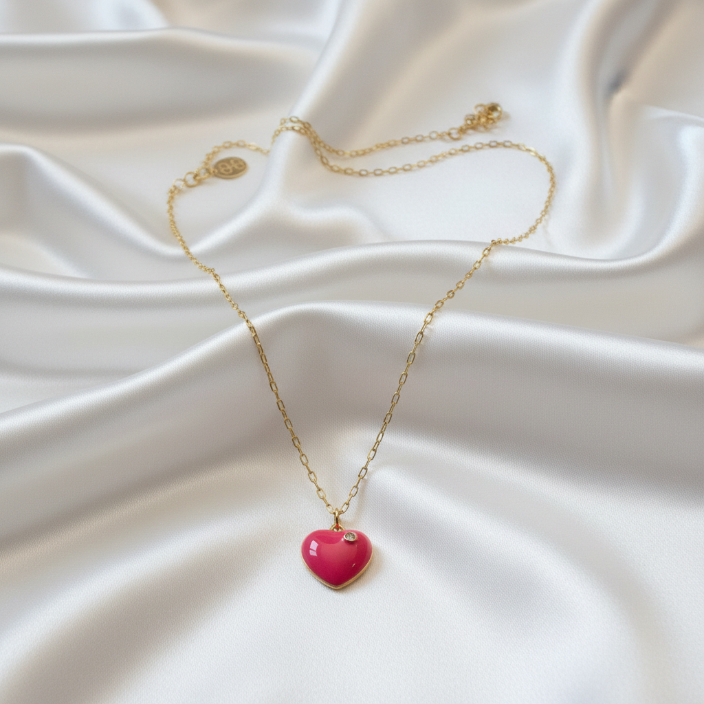 Amore Fuchsia Glow Heart Necklace_ChicaChica