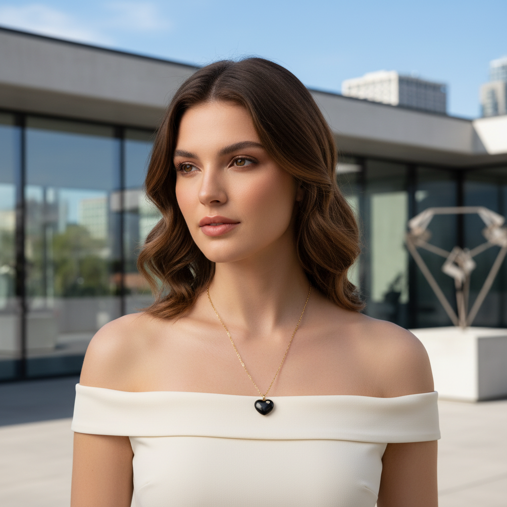 Amore Noir Glow Heart Necklace_ChicaChica