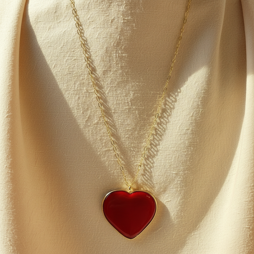 Amore Rosso Crystal Heart Necklace-ChicaChica
