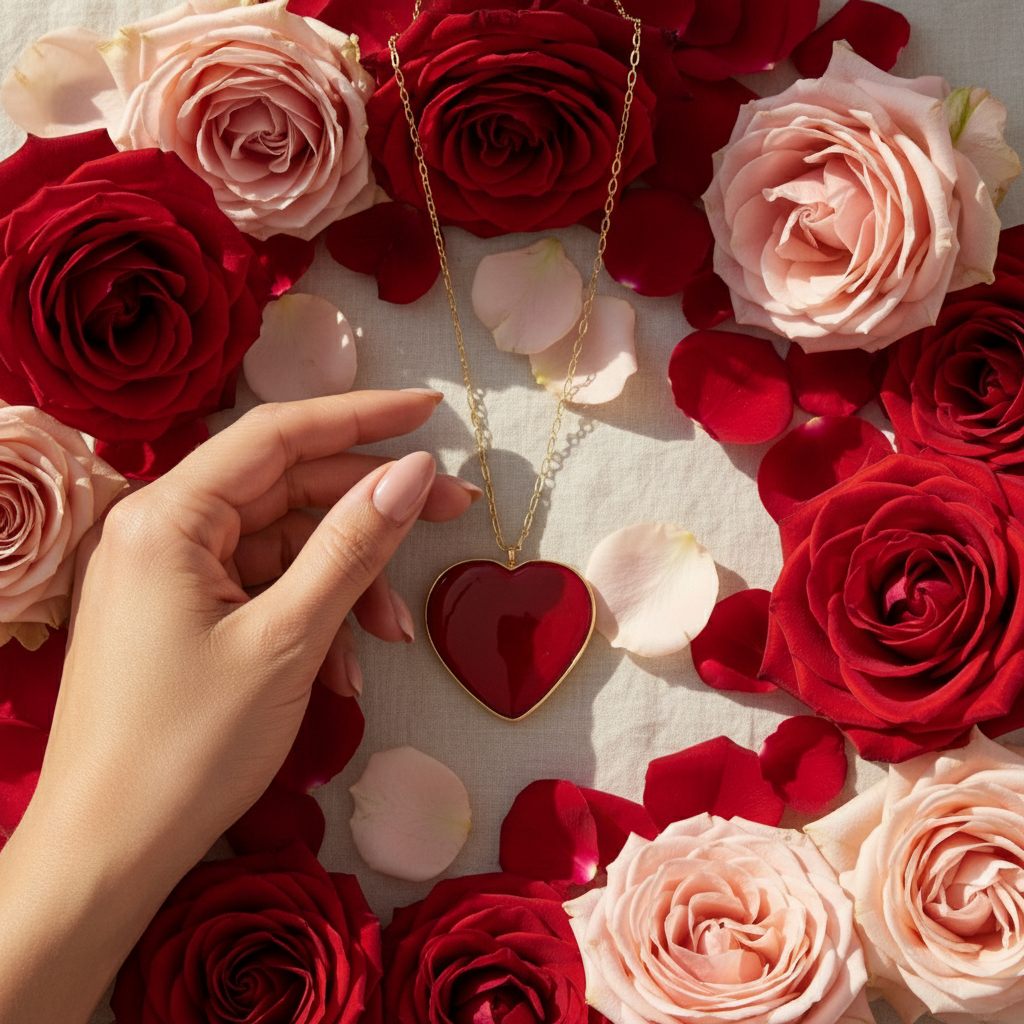 Amore Rosso Crystal Heart Necklace_ChicaChica