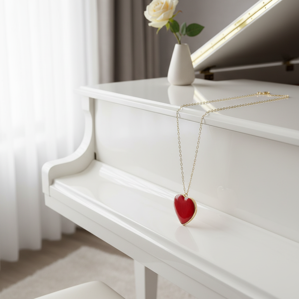 Amore Rosso Crystal Heart Necklace-ChicaChica