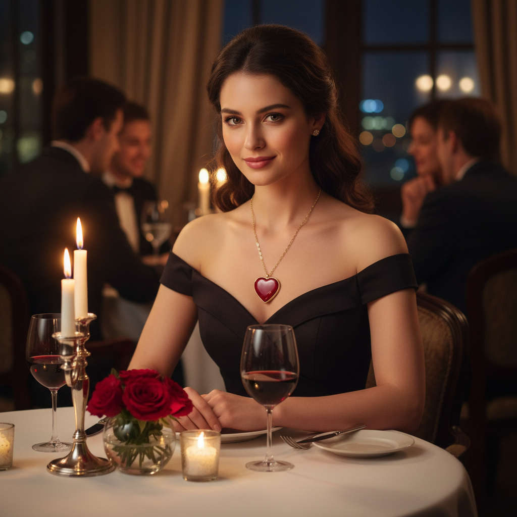 Amore Rosso Crystal Heart Necklace-ChicaChica