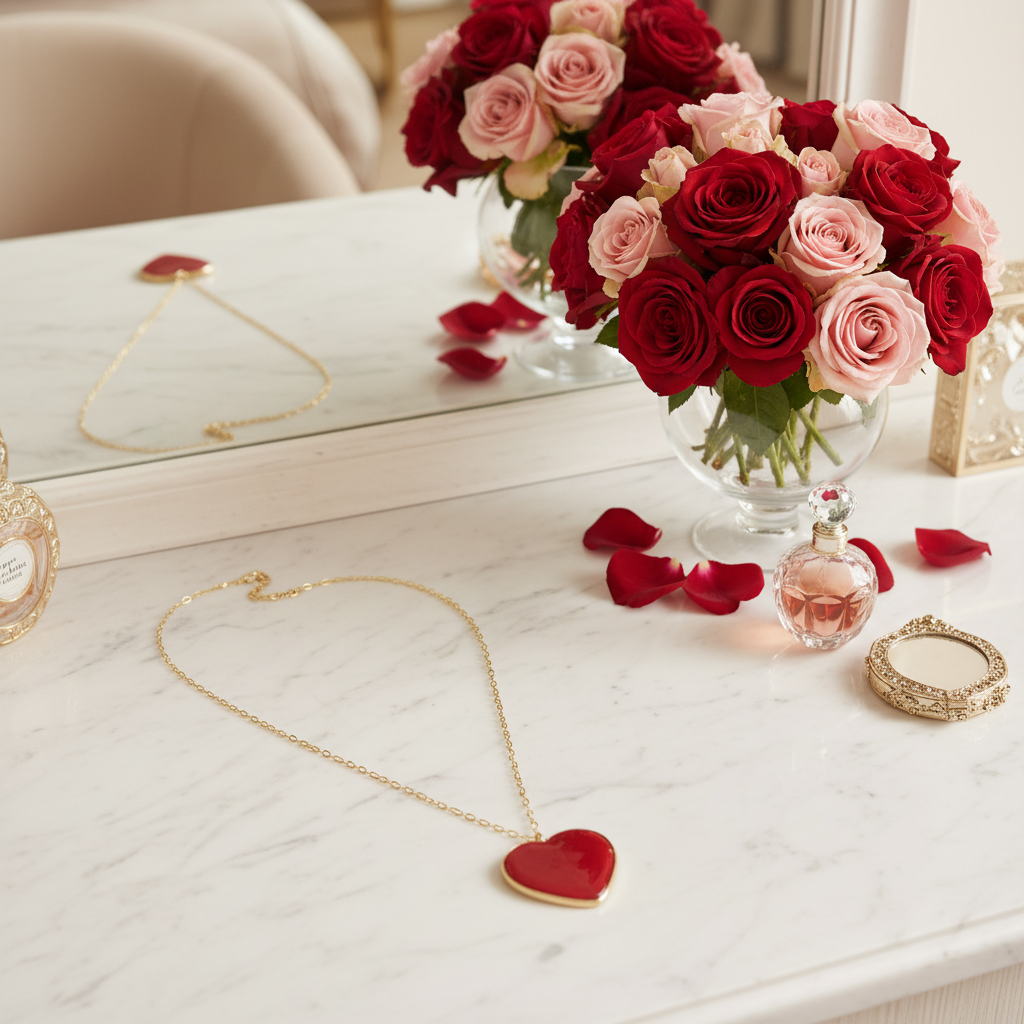 Amore Rosso Crystal Heart Necklace_ChicaChica