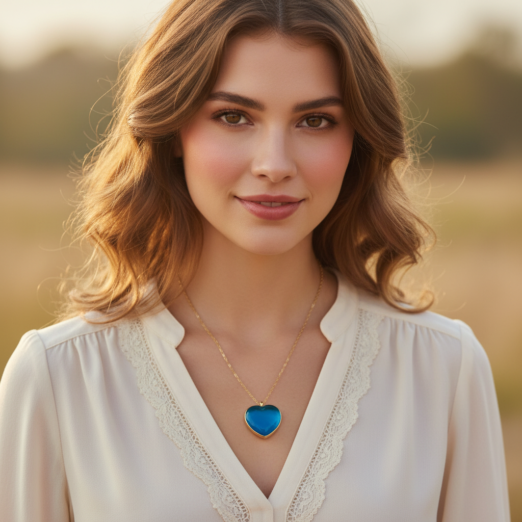 Amoré Turquoise Murano Heart Necklace_ChicaChica