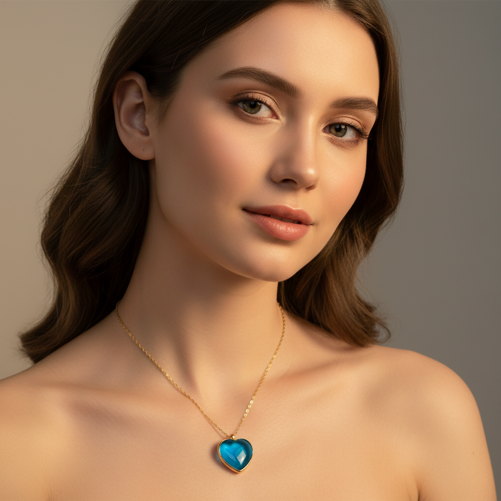 Amoré Turquoise Murano Heart Necklace_ChicaChica