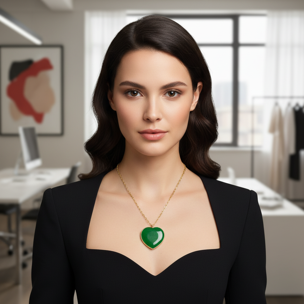 Amore Verde Murano Heart Necklace_ChicaChica