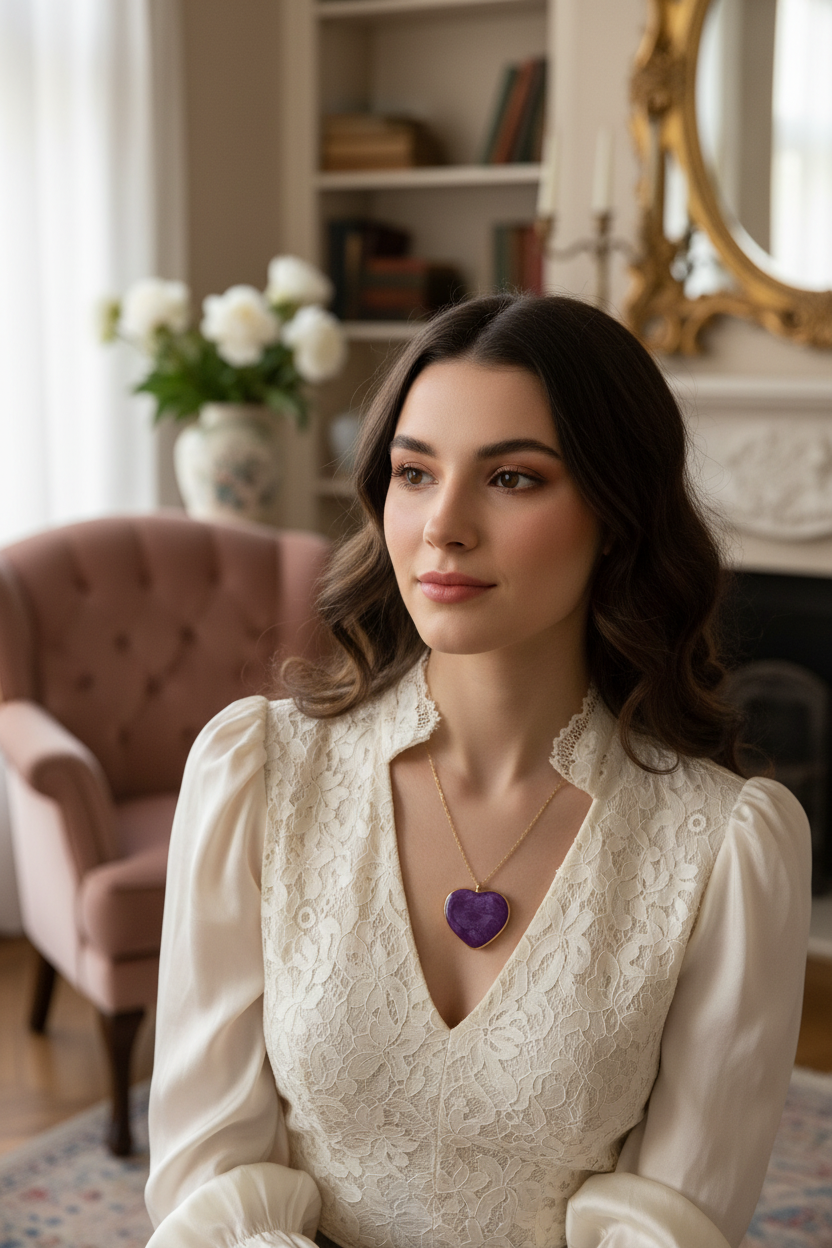 Amore Viola Heart Necklace_ChicaChica