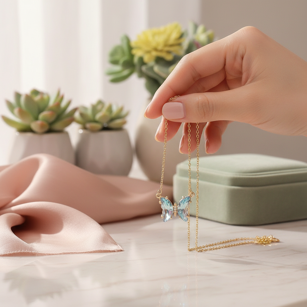 Aura Butterfly Necklace_Pool Blue_ChicaChica