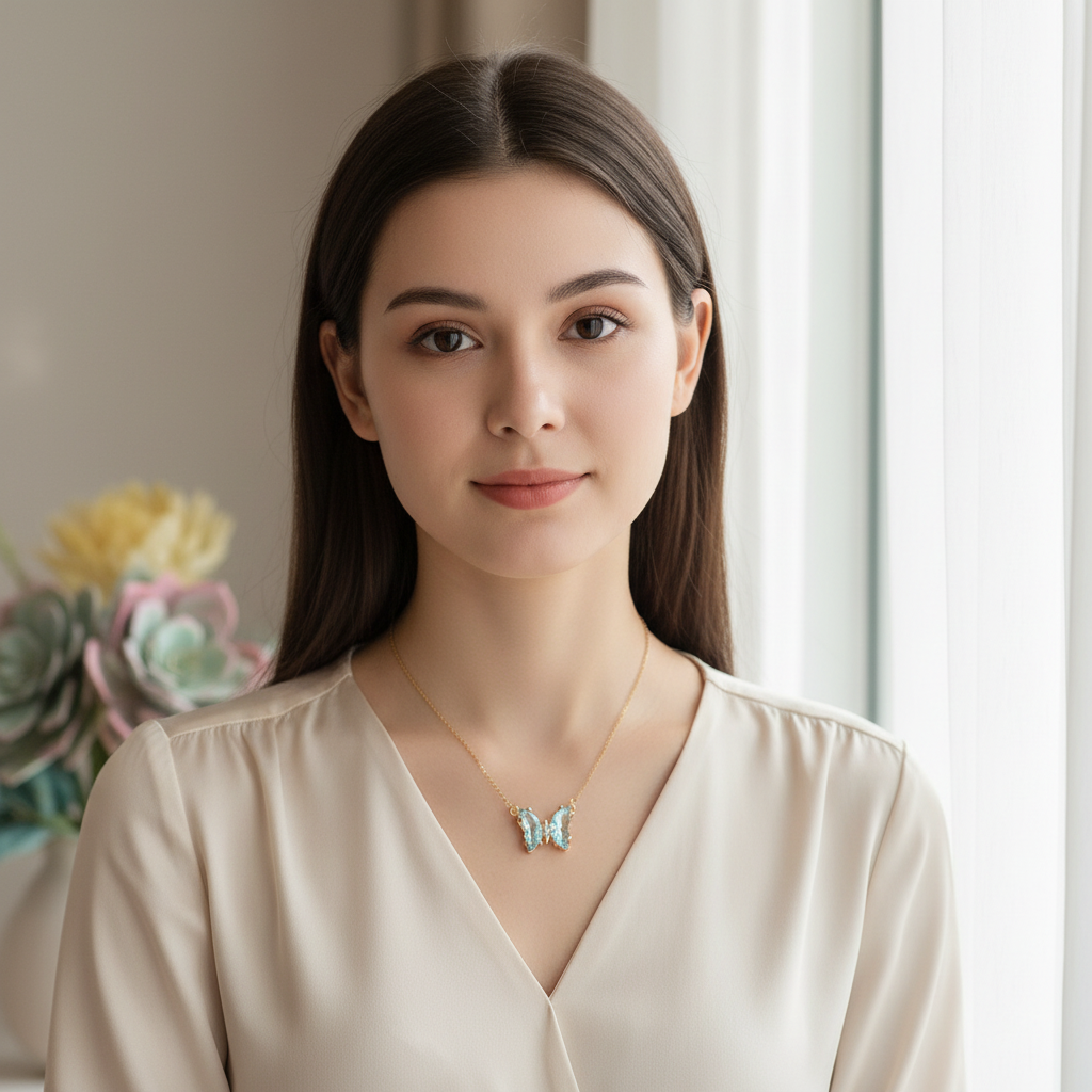 Aura Butterfly Necklace_Pool Blue_ChicaChica