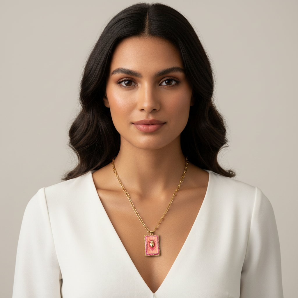  Blush Radiance Sacred Heart Necklace -ChicaChica