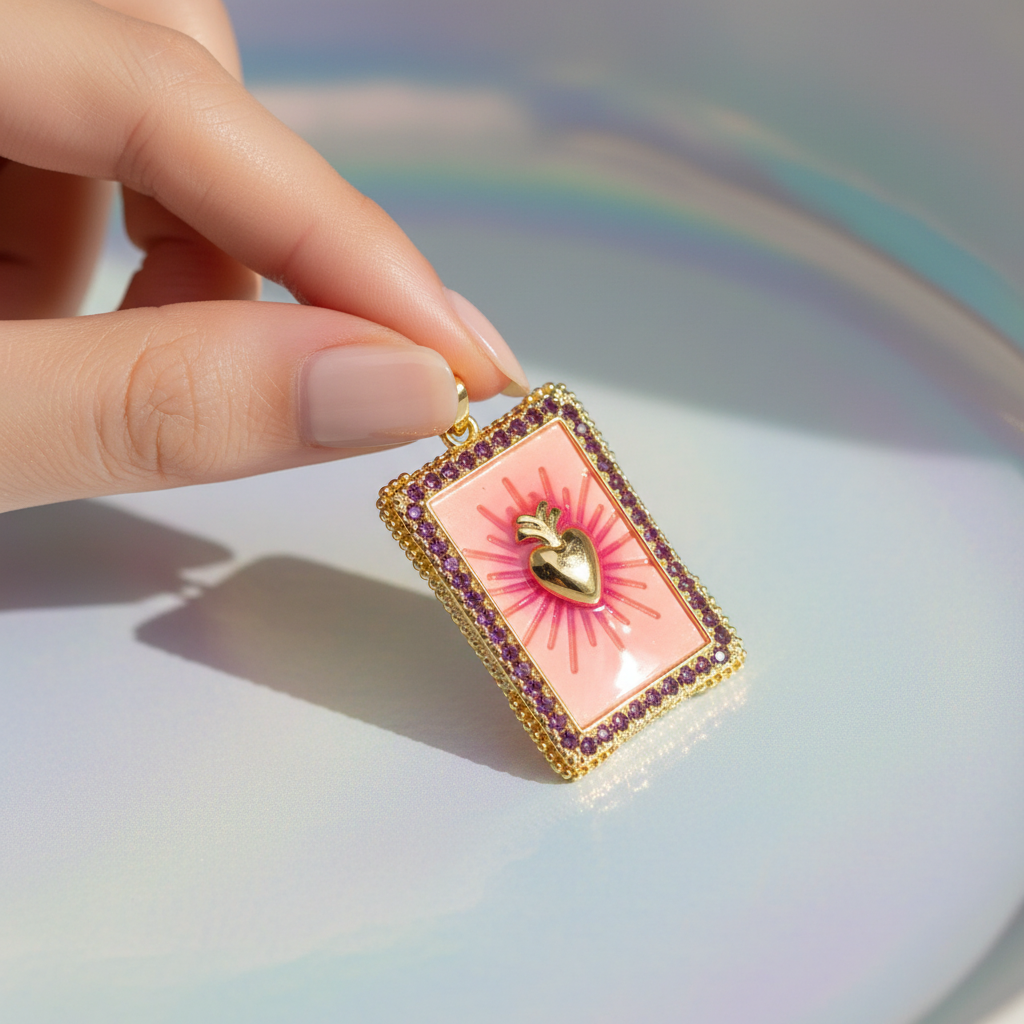  Blush Radiance Sacred Heart Necklace _ChicaChica