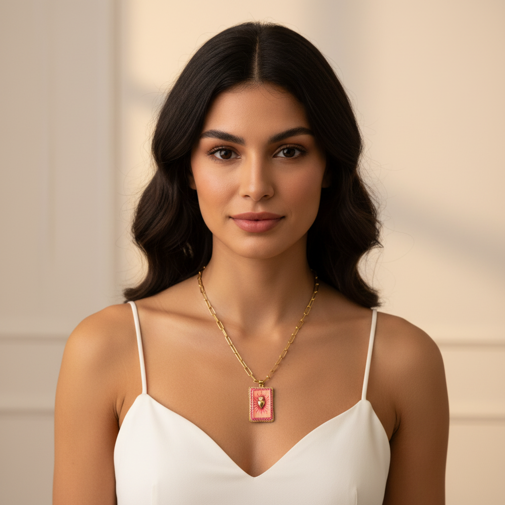 Blush Radiance Sacred Heart Necklace _ChicaChica