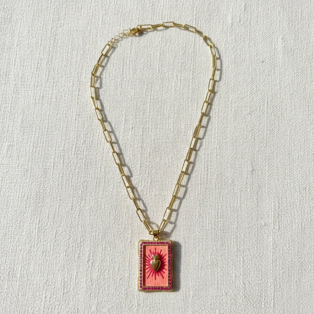  Blush Radiance Sacred Heart Necklace _ChicaChica