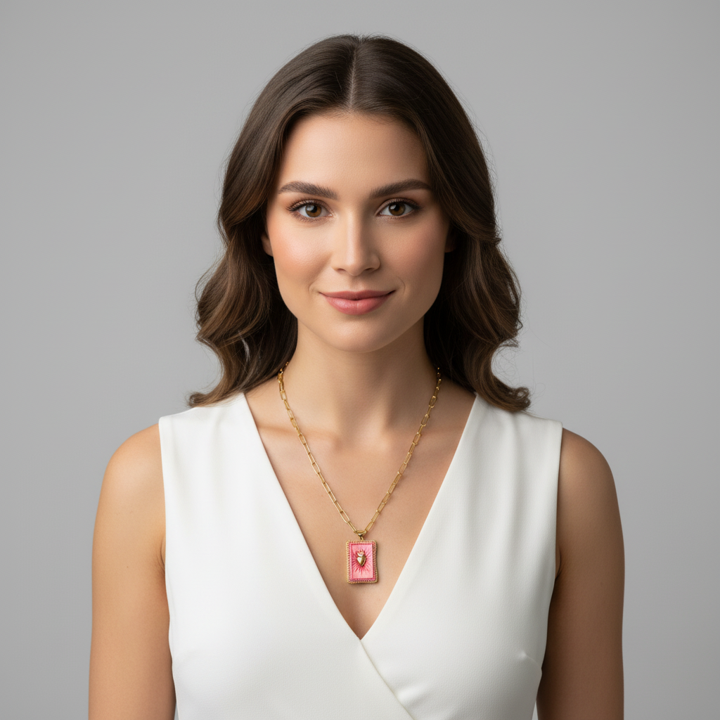  Blush Radiance Sacred Heart Necklace _ChicaChica