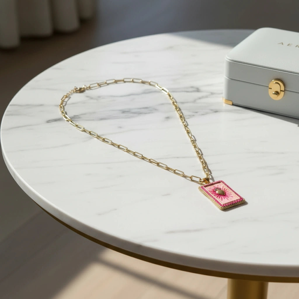  Blush Radiance Sacred Heart Necklace _ChicaChica