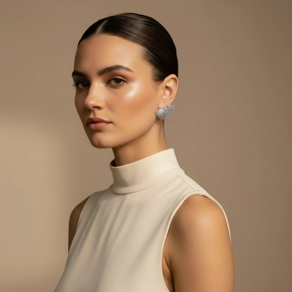 Celestial Rays Silver Earrings_ChicaChica