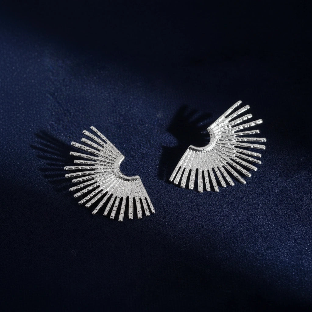 Celestial Rays Silver Earrings_ChicaChica