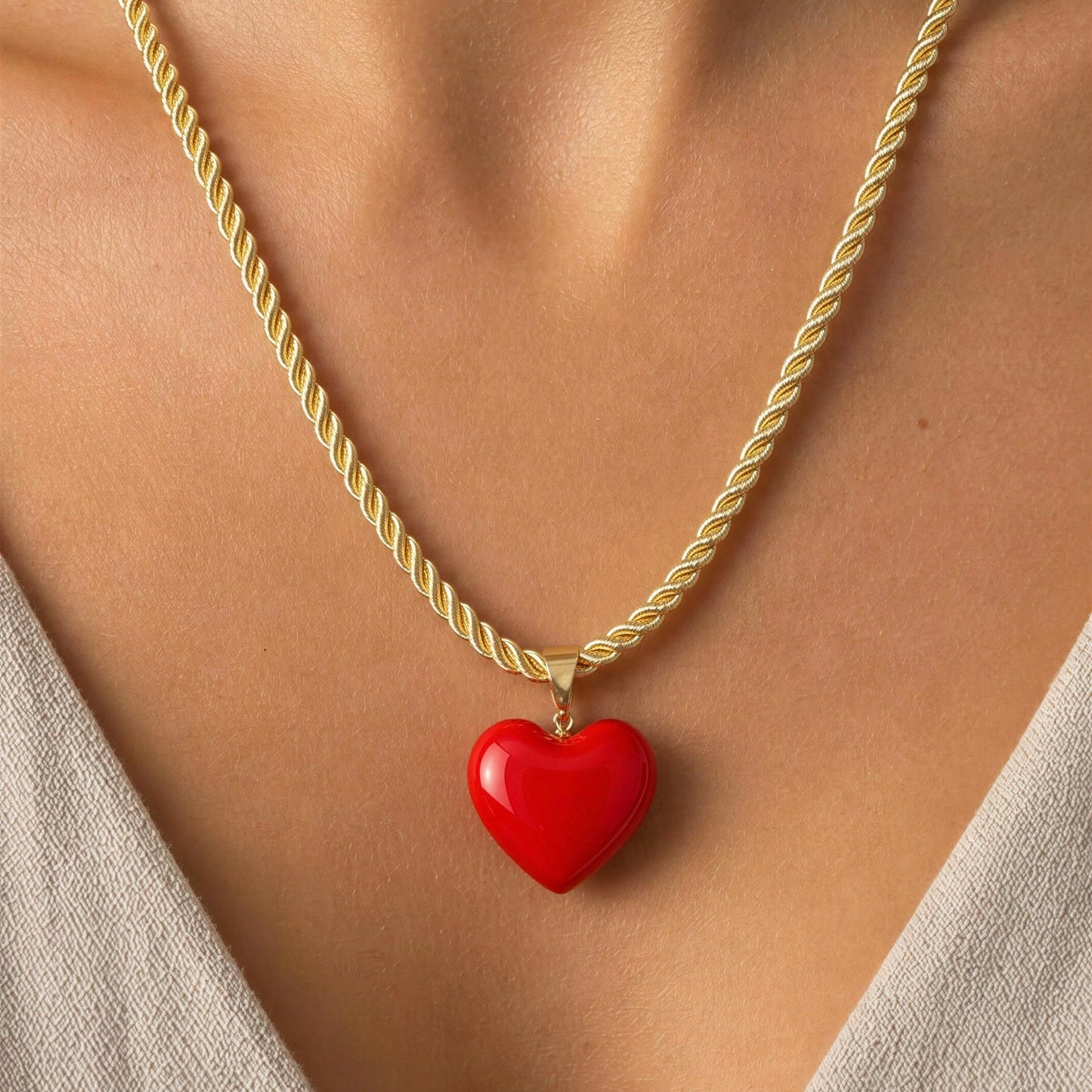 Model wearing the Corallo Necklace by Chica Chica Jewelry.
