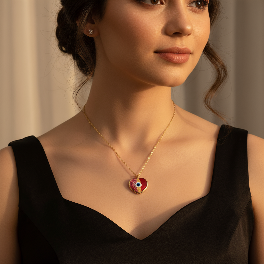 Crimson Aegis Heart Necklace_ChicaChica