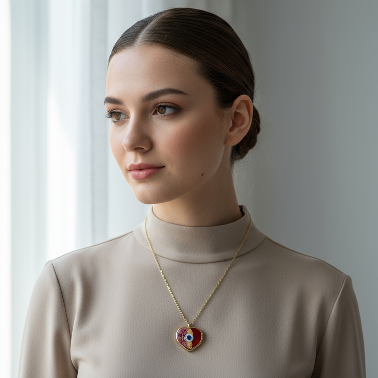 Crimson Aegis Heart Necklace_ChicaChica