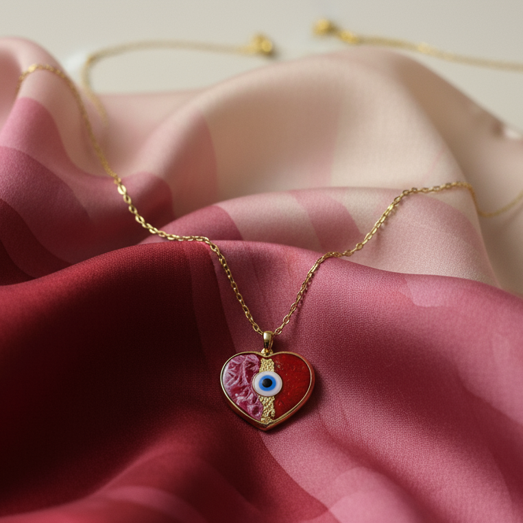 Crimson Aegis Heart Necklace_ChicaChica