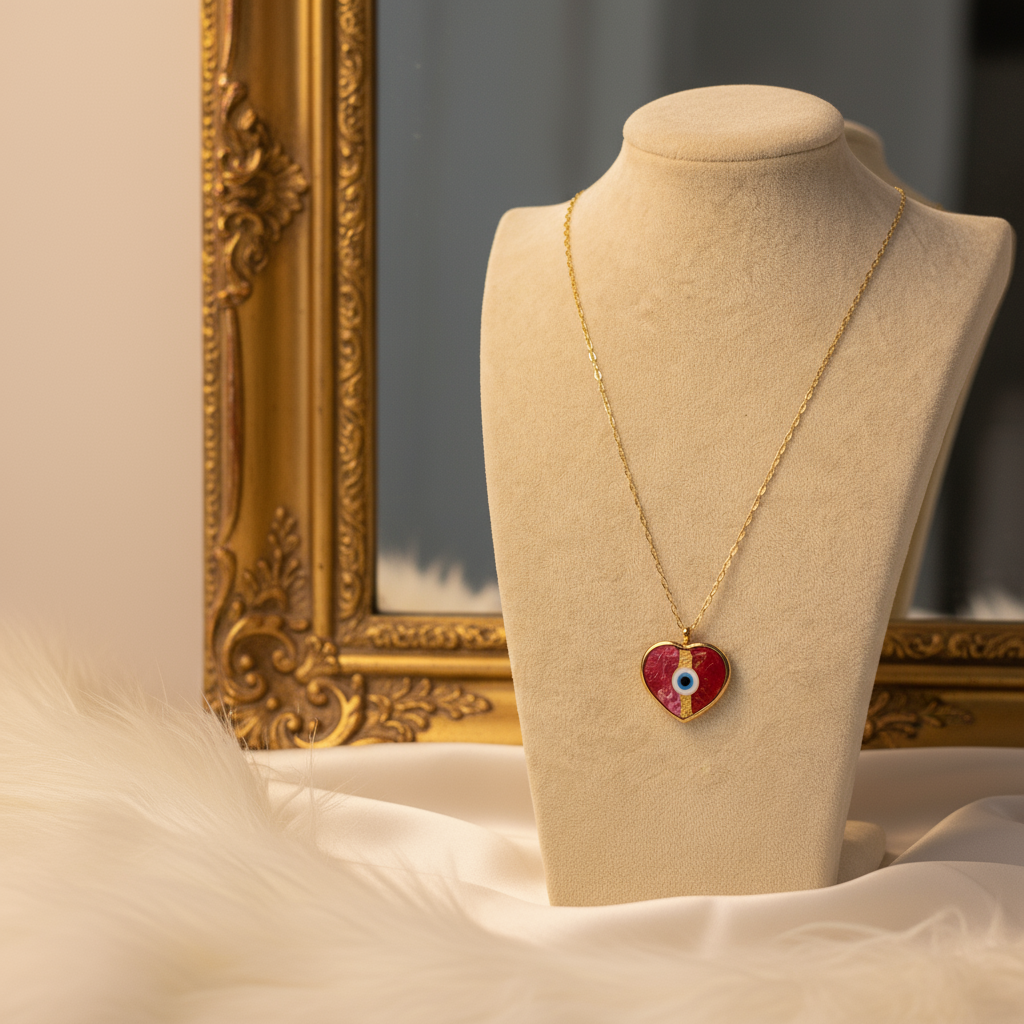 Crimson Aegis Heart Necklace_ChicaChica