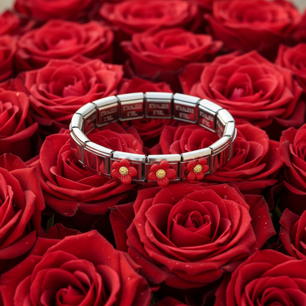Crimson Frost Blossom Bracelet_ChicaChica