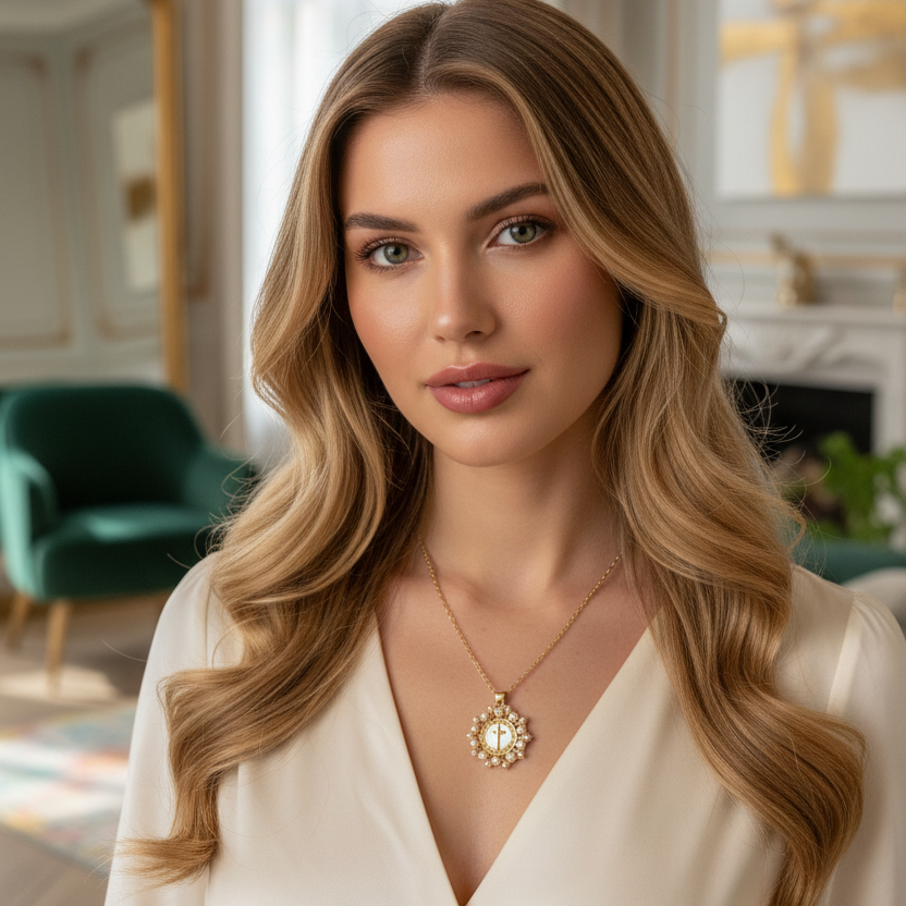 Divine Pearl Cross Necklace_ChicaChica