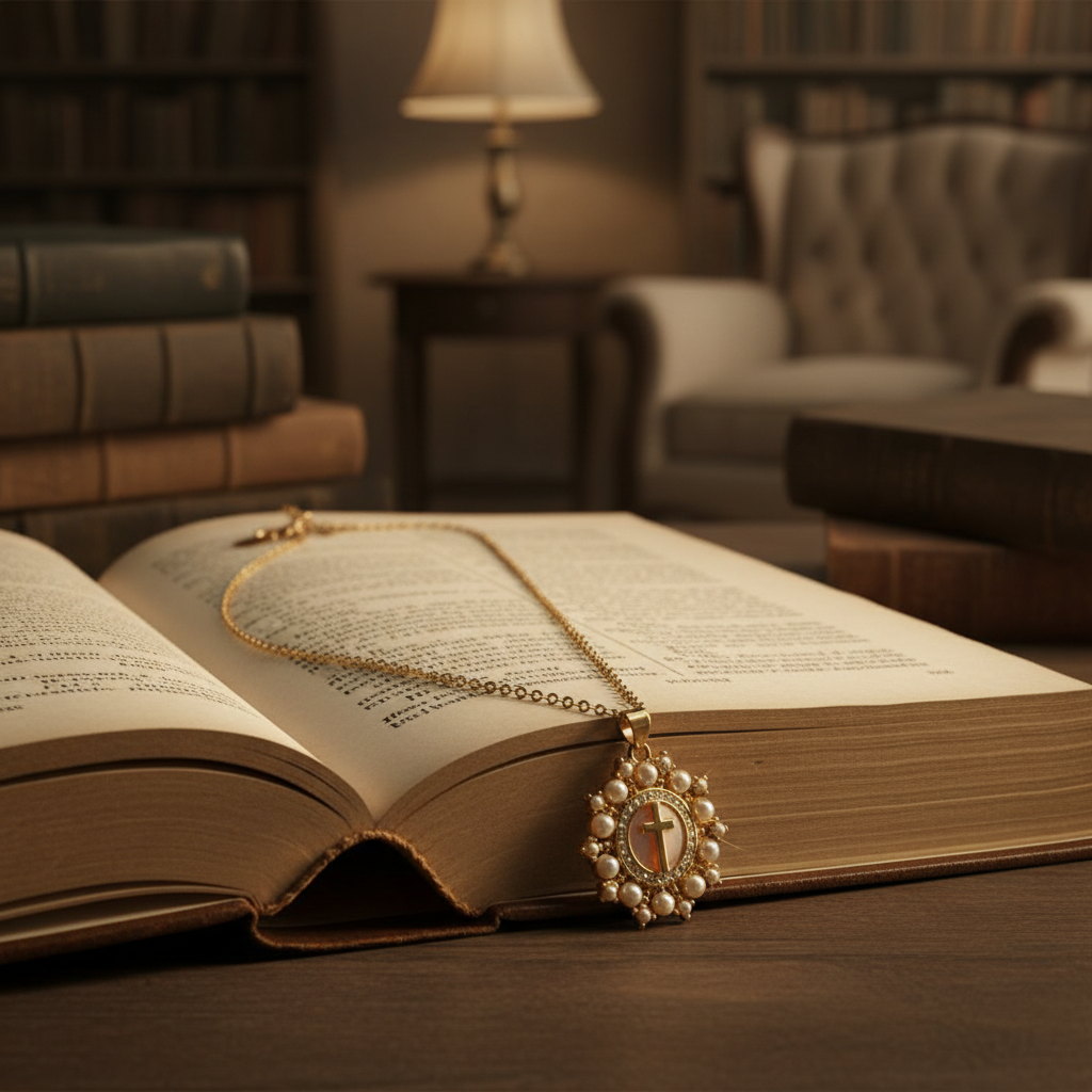 Divine Pearl Cross Necklace_ChicaChica