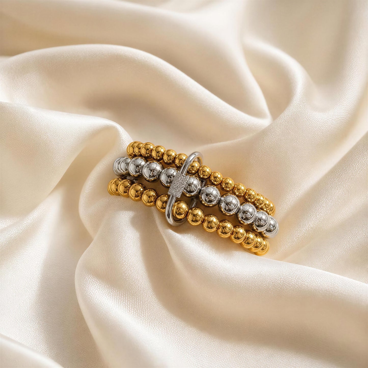 The Dual Radiance Bracelet against silk fabric 