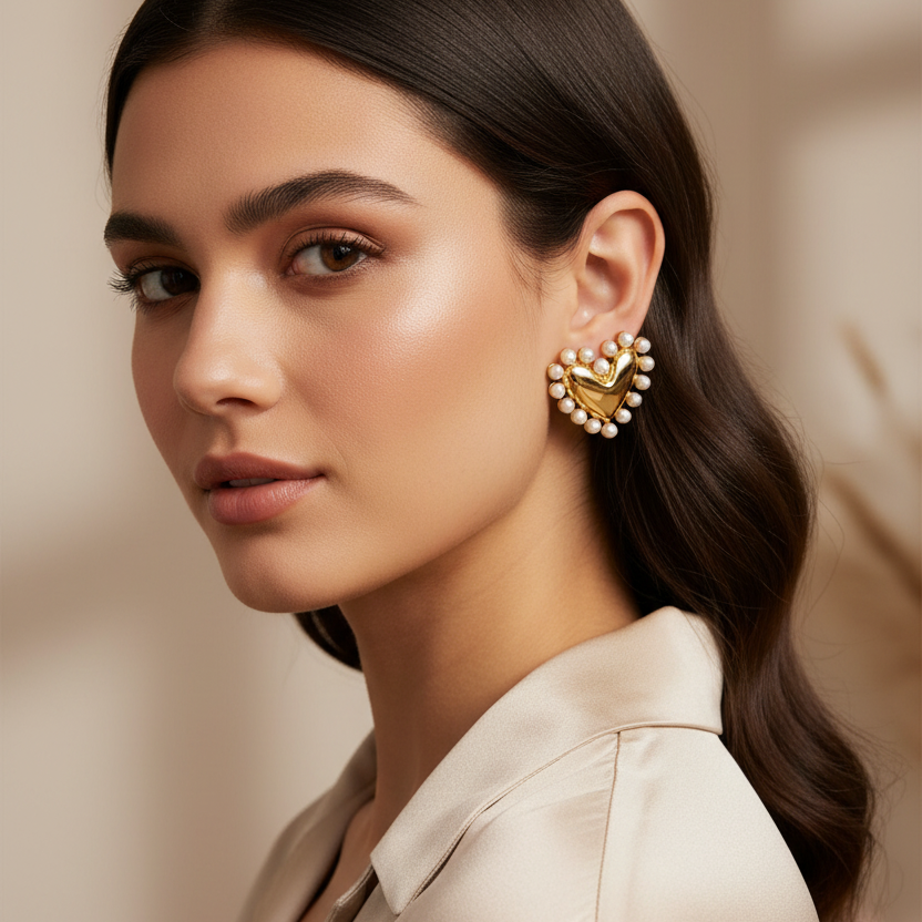 Ecliptic Heart Earrings_Gold_ChicaChica