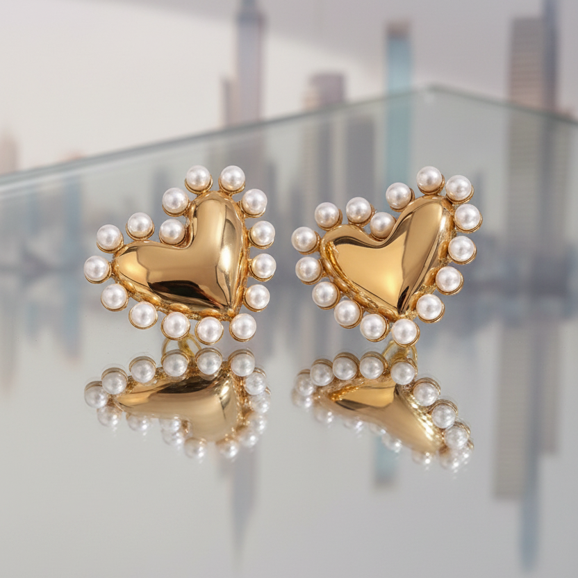 Ecliptic Heart Earrings_Gold_ChicaChica