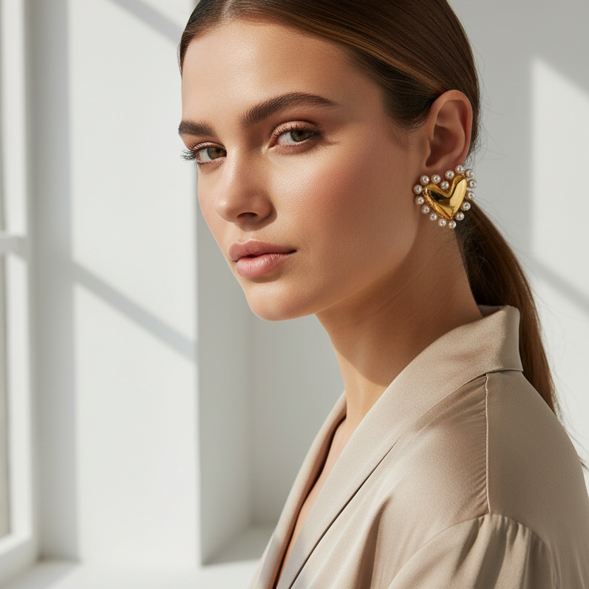 Ecliptic Heart Earrings_Gold_ChicaChica