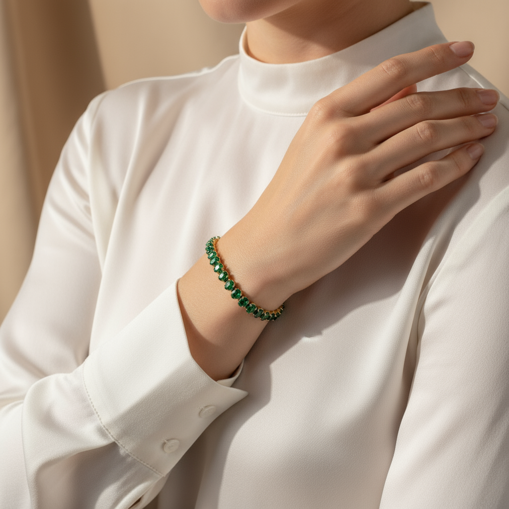 Emerald Glow Tennis Bracelet_ChicaChica