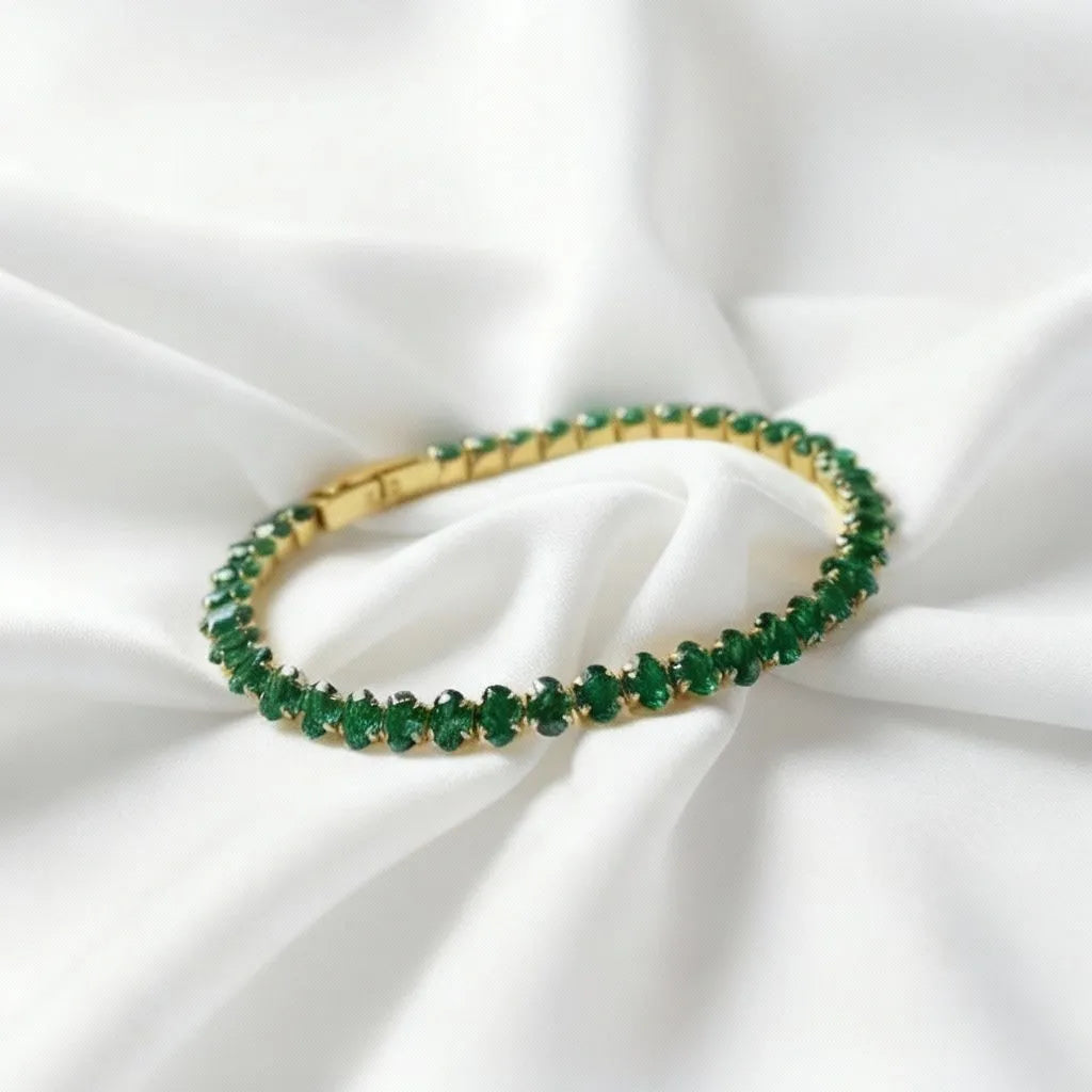 Emerald Glow Tennis Bracelet_ChicaChica