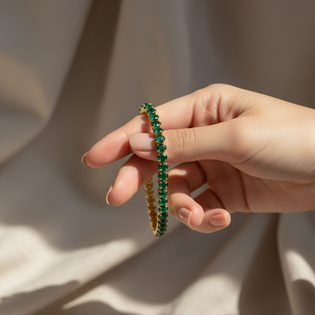Emerald Glow Tennis Bracelet_ChicaChica