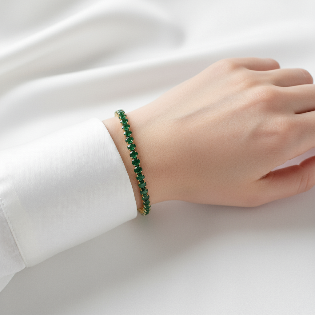 Emerald Glow Tennis Bracelet-ChicaChica