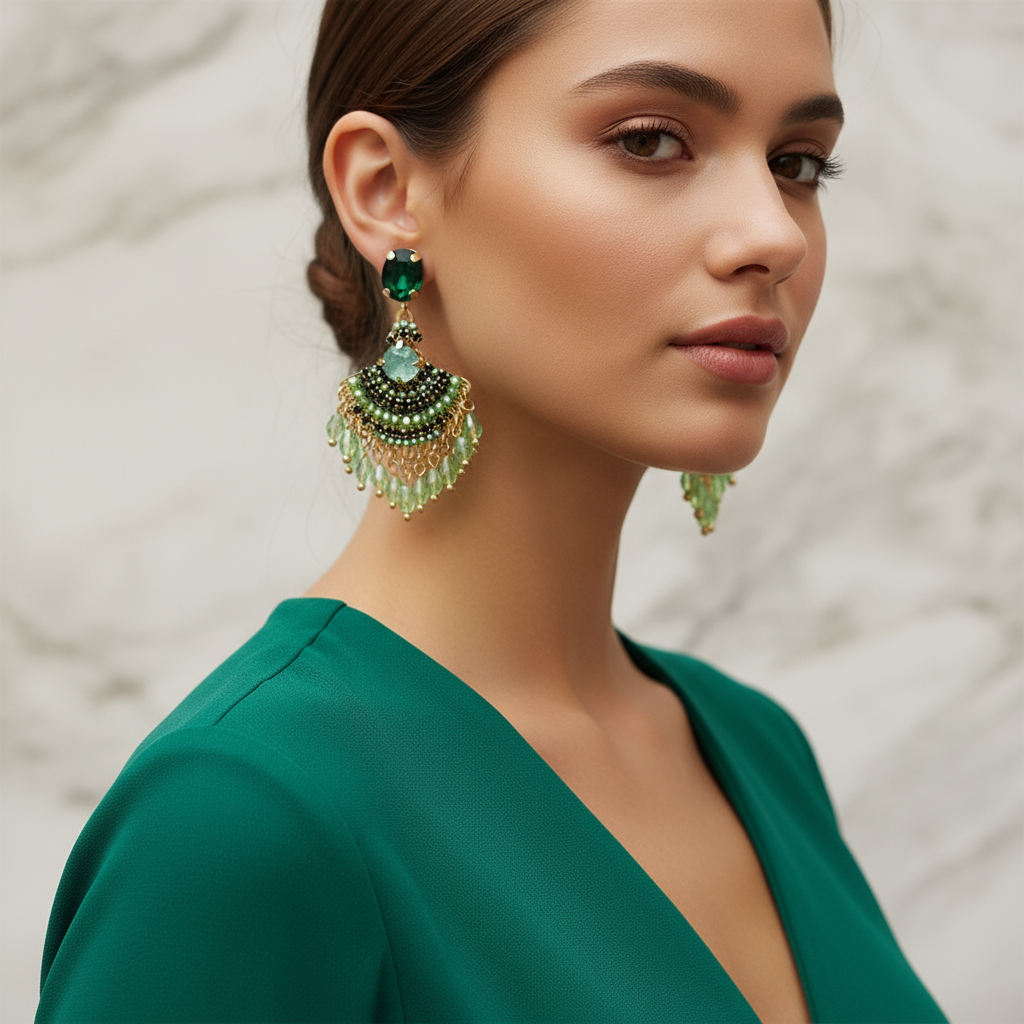  Emerald Mirage Earrings_ChicaChica
